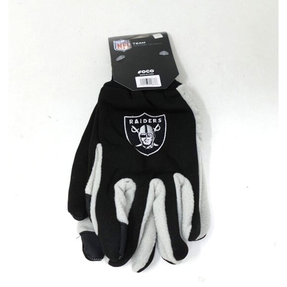 Las Vegas Raiders NFL Texting Gloves NEW One Size Fits Most FOCO - Picture 1 of 5